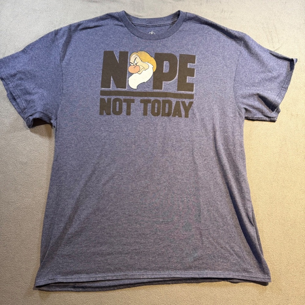 Disney Grumpy Nope Not Today T-Shirt Mens Large Blue Heather Snow White Tee